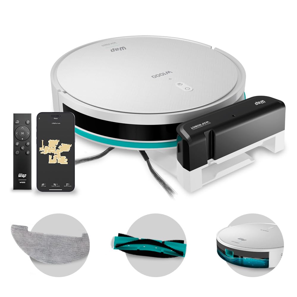 Robô Aspirador WAP Robot W1000 com base de carregamento e mapeamento giroscópico